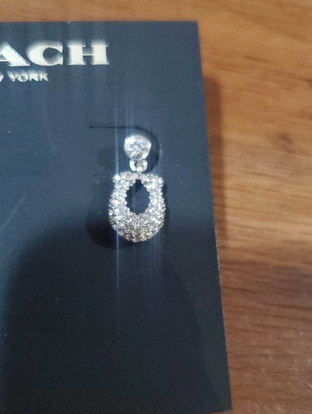 COACH Silver Crystal Open Loop Stud Earrings - Picture 2 of 7